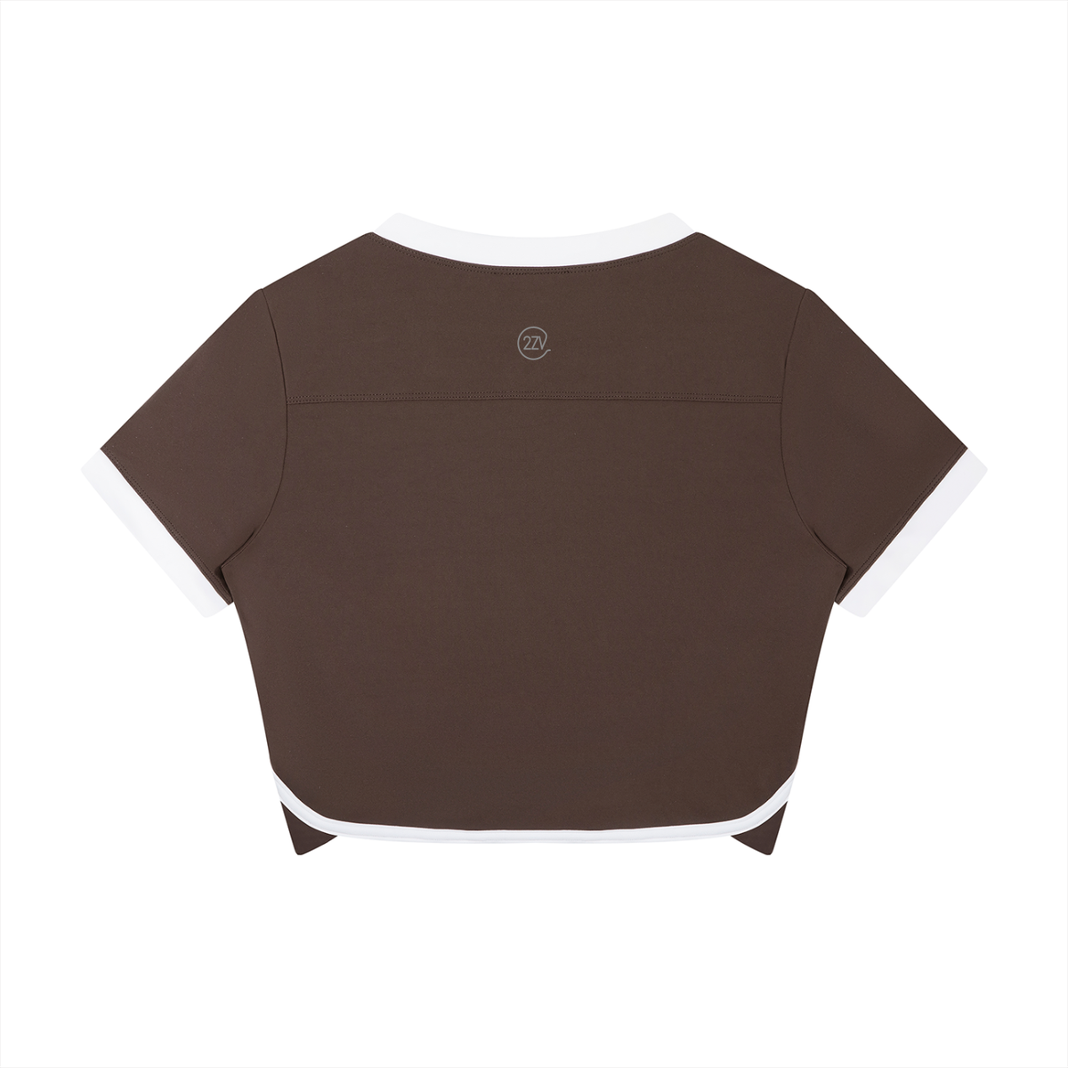 Stride V-Neck Ringer Tee in Coffee, women's activewear