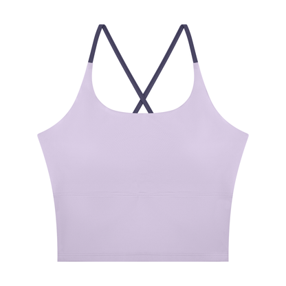 Block Lined Crop Tank in Light Purple, women's activewear