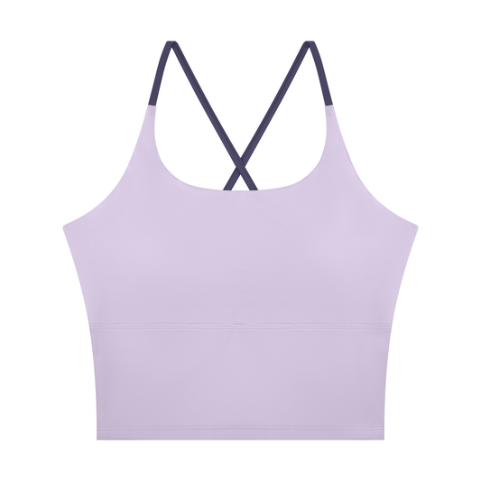 Block Lined Crop Tank in Light Purple, women's activewear