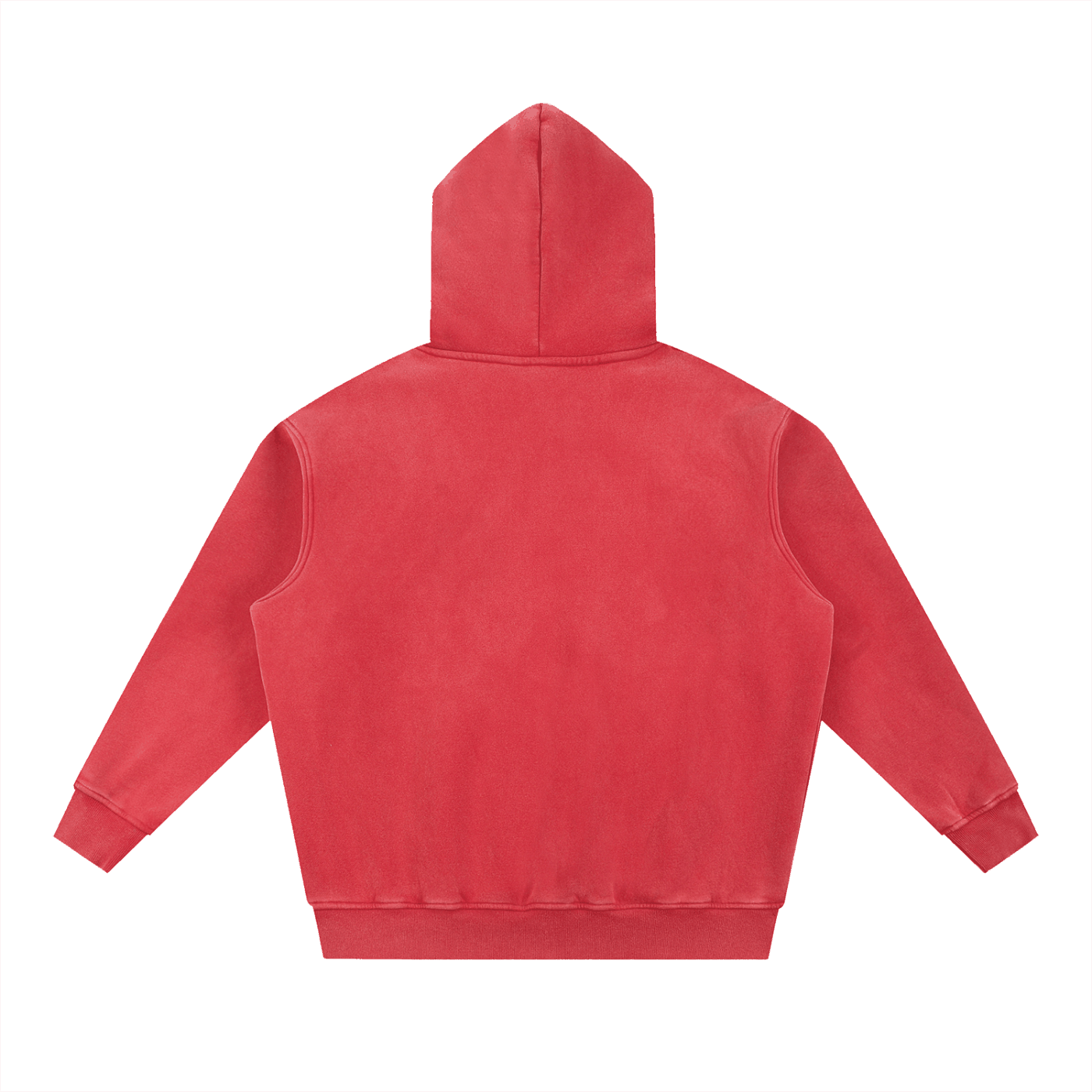 Move with Intention Snow Wash Fleece Hoodie in red, oversized fit, back view, cozy streetwear style