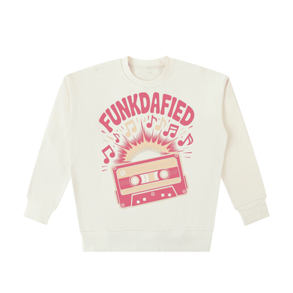 Funkdafied Essential Heavyweight Cotton Sweatshirt with vintage cassette tape print and oversized cotton fit