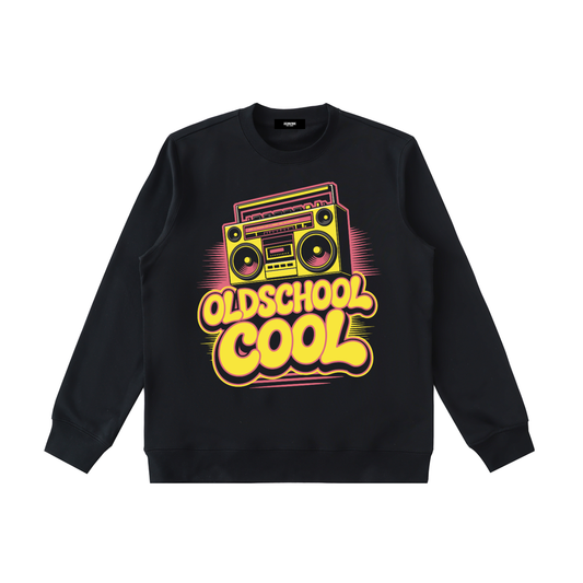 OldSchoolCool Retro Crewneck Sweatshirt in Black, unisex streetwear