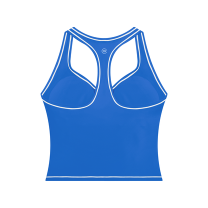 Stride Topstitch Crop Tank in Colorful Blue, women's activewear