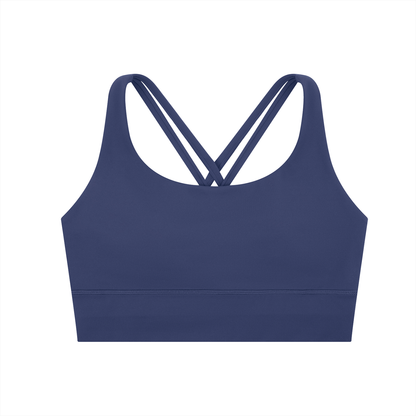 Tandem Strappy Longline Sports Bra in Royal Blue, women's activewear