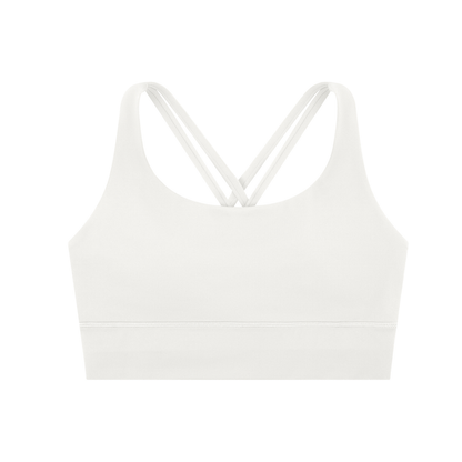 Tandem Strappy Longline Sports Bra in White, women's activewear