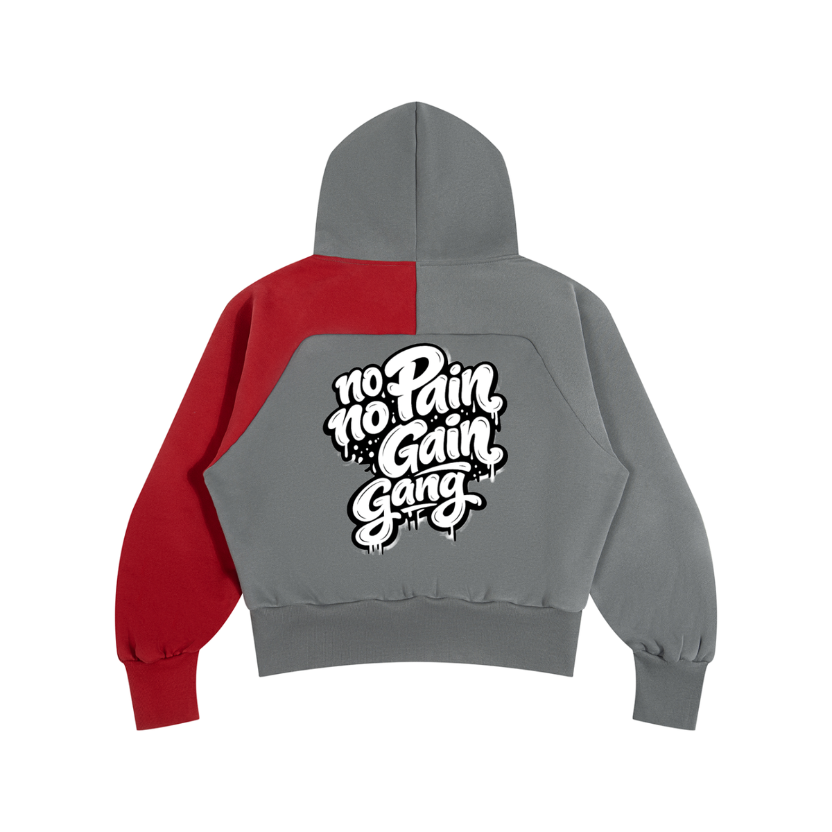 Essential Colour Block Quarter-Zip Hoodie in Dark Gray with Red, unisex streetwear