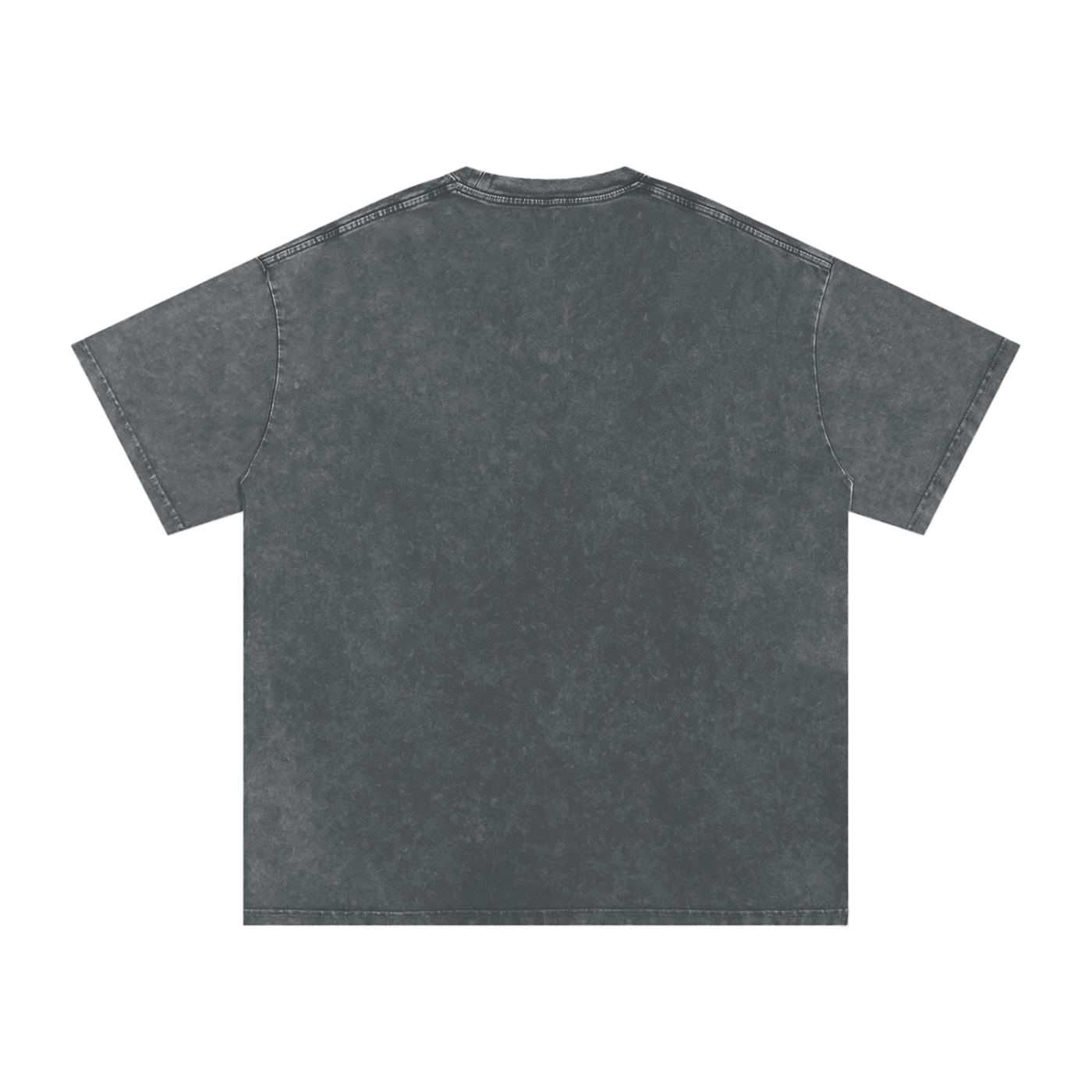 Back view of Snow Washed Oversized Cotton T-Shirt in faded black with drop shoulder and short sleeves