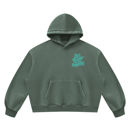 Low Frequencies Vintage Wash Hoodie in Washed Green, unisex streetwear