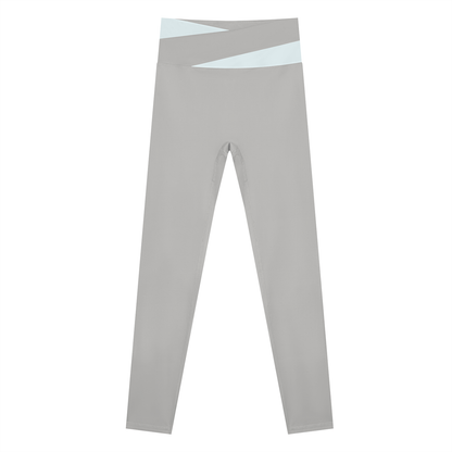 Block Two-Tone Leggings in Light Gray with Light Blue, women's activewear