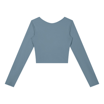 Block Long-Sleeve Crop Top, women's activewear, view 7