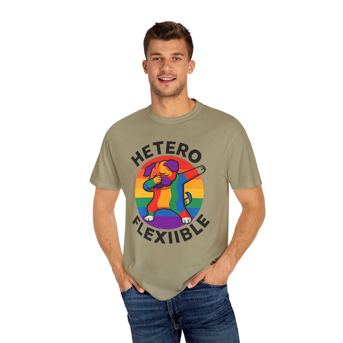Colorful Unisex Graphic T-Shirt with Hetero Flexible Dog Design
