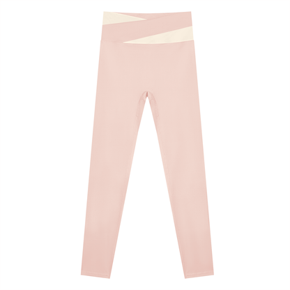 Block Two-Tone Leggings in Light Pink with Apricot, women's activewear