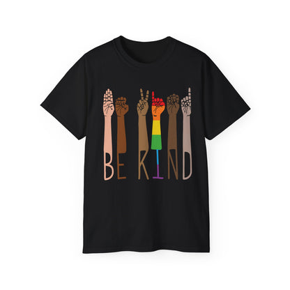 Be Kind Graphic Tee, Unisex Cotton T-Shirt, Affirmation Shirt, LGBTQ+ Pride Apparel, Gift for Friends, Inspirational Wear