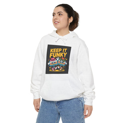 Funky Graphic Hoodie - Keep It Funky, Unisex Sweatshirt, Trendy Casual Wear, Gift for Music Lovers, Festival Hoodie