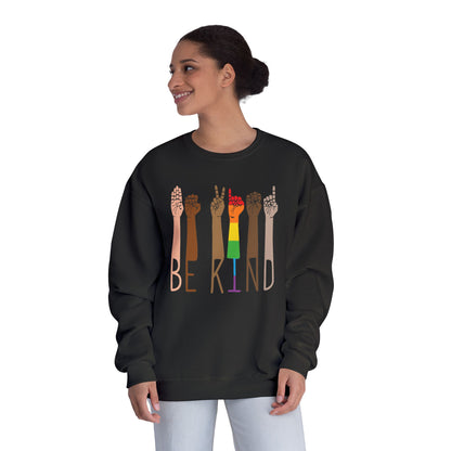 BE KIND Unisex Crewneck Sweatshirt | Cozy Gift for Activists, Warm Apparel for Kindness Campaigns, Equality Wear, Everyday Comfort