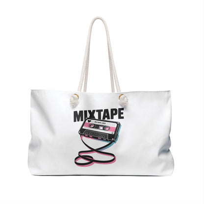 Retro Mixtape Weekender Bag | Casual Tote for Travel, Beach, Gym, Gifts for Music Lovers, Summer Adventure Essential