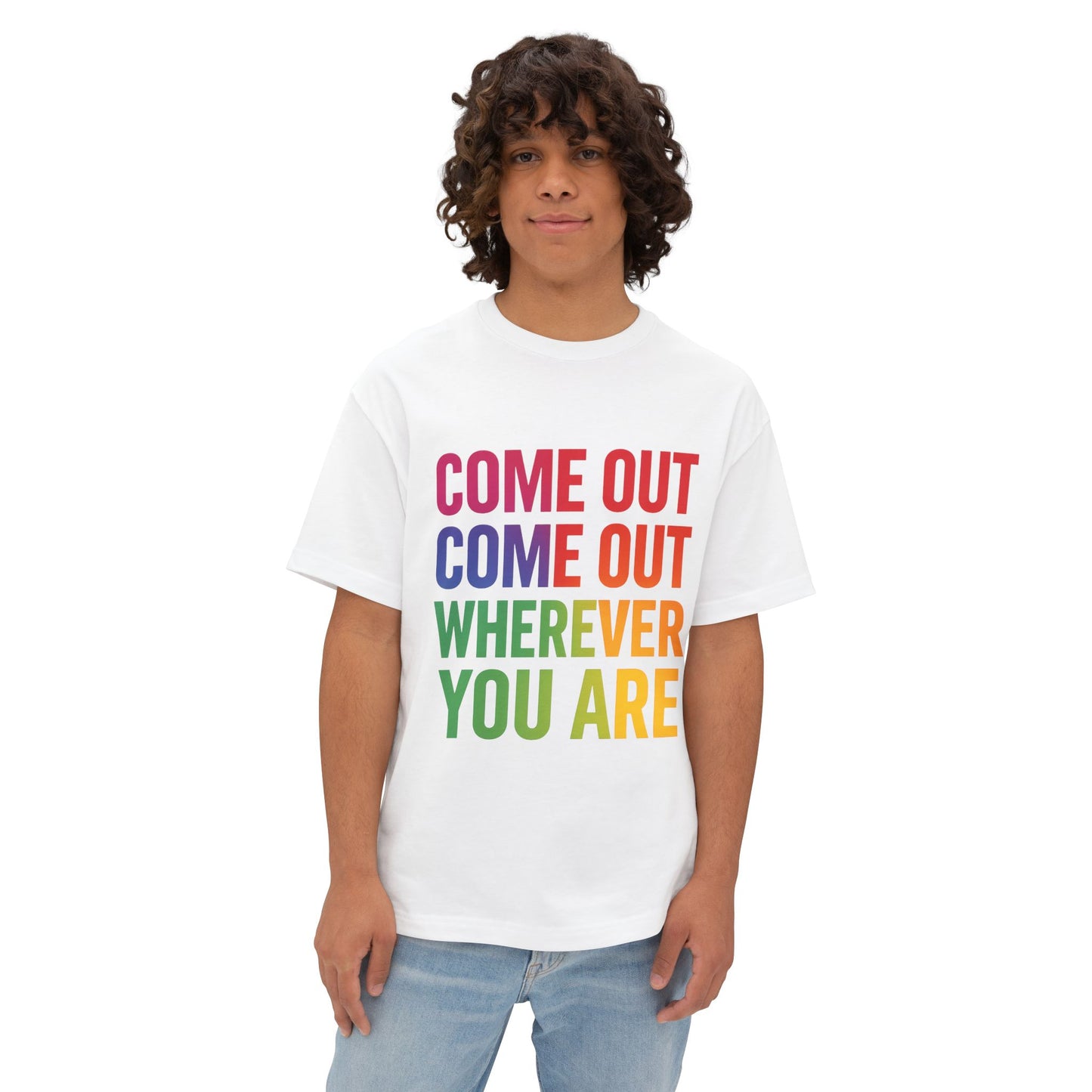 Pride Statement Tee, LGBTQ+ Unisex Gift, Oversized Boxy Tee, Fun Casual Wear, Pride Month Apparel, Statement T-Shirt, Inclusive Fashion