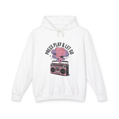 Retro Music Themed Hooded Sweatshirt, Cozy Hoodie, Music Lover Gift, Chill Vibes Apparel, Relaxation Hoodie, Festival Wear