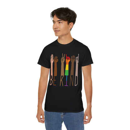 Be Kind Graphic Tee, Unisex Cotton T-Shirt, Affirmation Shirt, LGBTQ+ Pride Apparel, Gift for Friends, Inspirational Wear