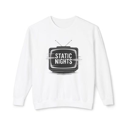 Static Nights Unisex Lightweight Crewneck Sweatshirt | Cozy Loungewear, Casual Style, Gift Idea for Teens, Music Lovers, Fall Fashion