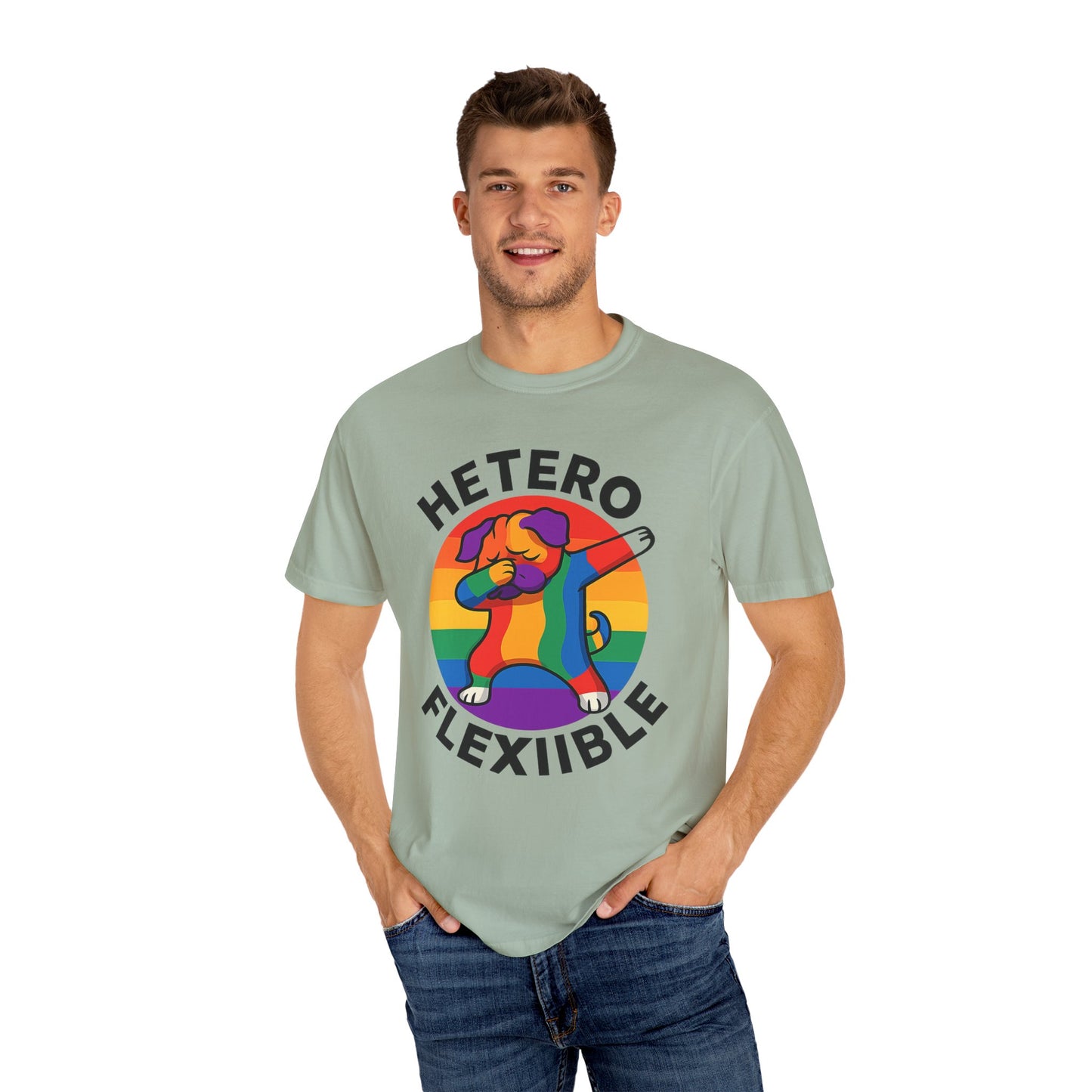 Colorful Unisex Graphic T-Shirt with Hetero Flexible Dog Design