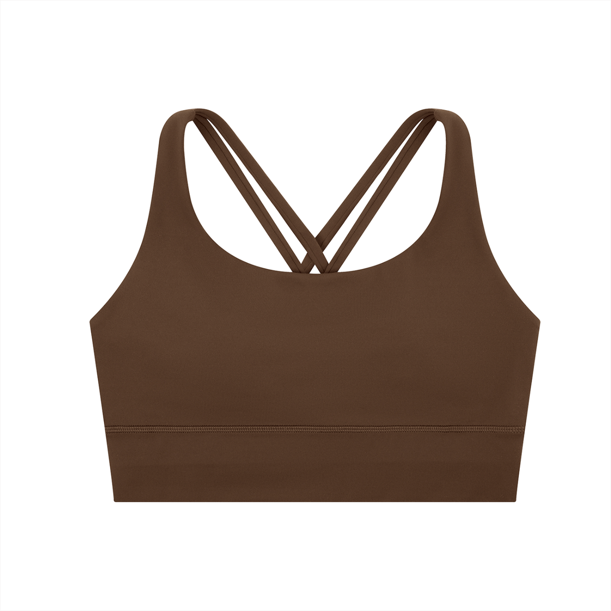Tandem Strappy Longline Sports Bra in Brown, women's activewear