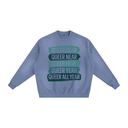 Sunfade Fleeced Sweatshirt in vintage wash with cozy fleece lining and relaxed fit featuring unique color variations and streetwear style.