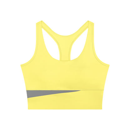 Block Two-Tone Crop Tank in Lemon Yellow with Light Gray, women's activewear