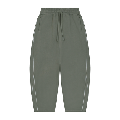 Essential Piping Barrel Leg Sweatpants in Medium Gray, unisex streetwear