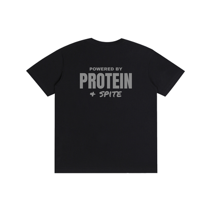 Powered by Protein & Spite funny gym t-shirt, unisex