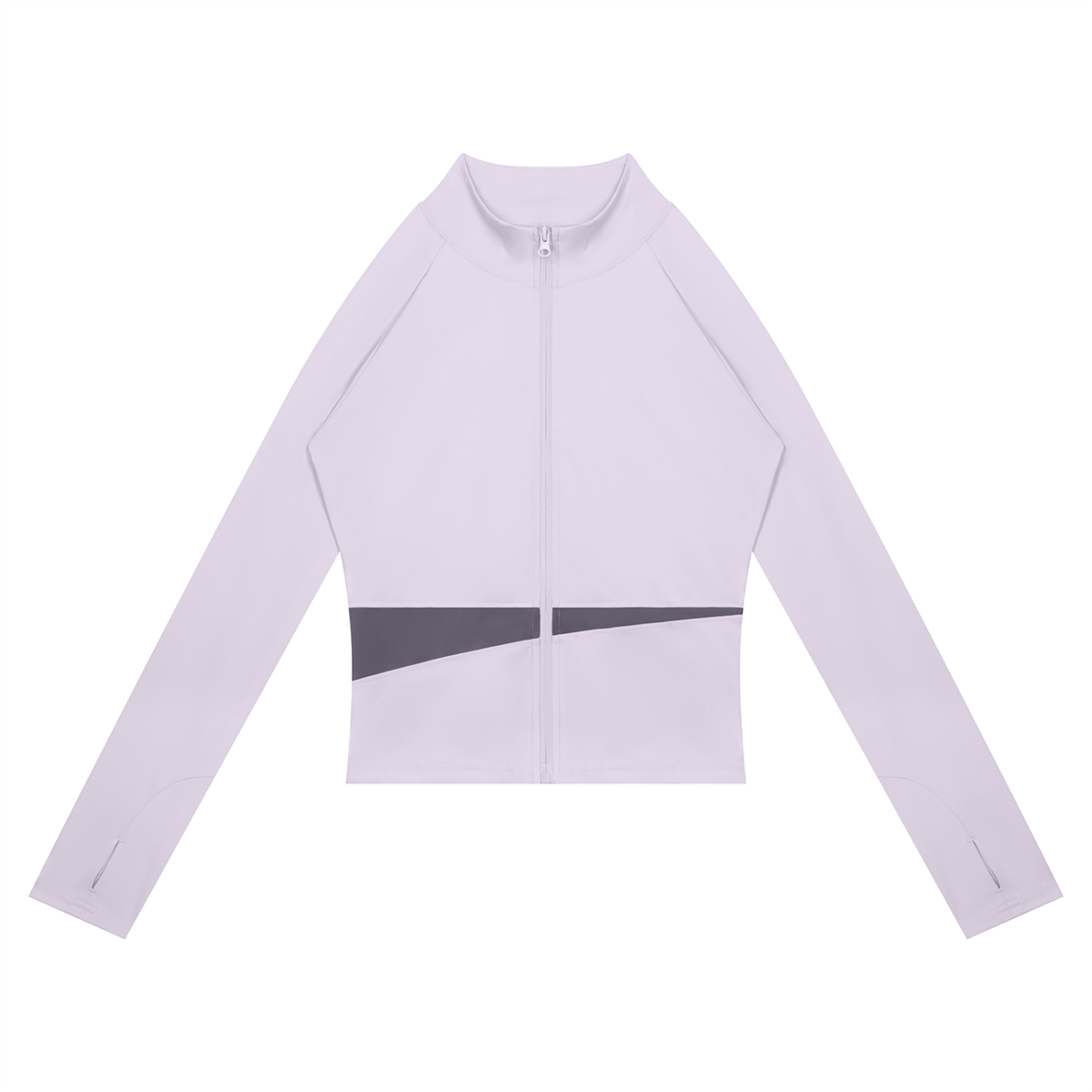 Block Cropped Track Jacket in Light Purple with Deep Purple, women's activewear