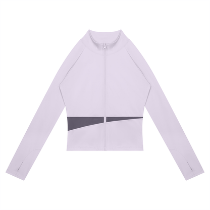 Block Cropped Track Jacket in Light Purple with Deep Purple, women's activewear