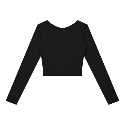 Block Long-Sleeve Crop Top, women's activewear, view 2