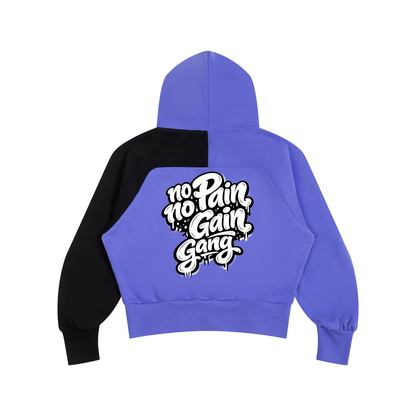 Essential Colour Block Quarter-Zip Hoodie in Purple with Black, unisex streetwear