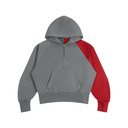 Essential Colour Block Quarter-Zip Hoodie, unisex streetwear, view 2
