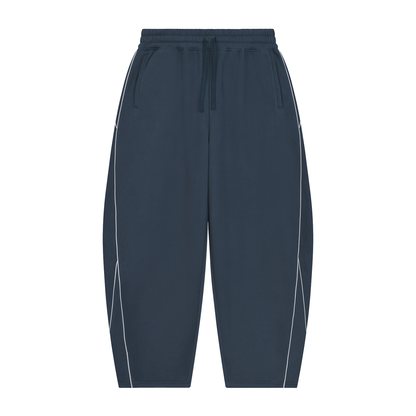 Essential Piping Barrel Leg Sweatpants in Navy Blue, unisex streetwear