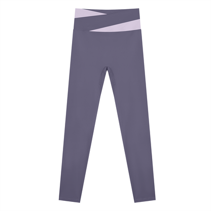 Block Two-Tone Leggings in Deep Purple with Light Purple, women's activewear