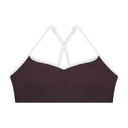 Stride Contrast Sports Bra in Brown, women's activewear