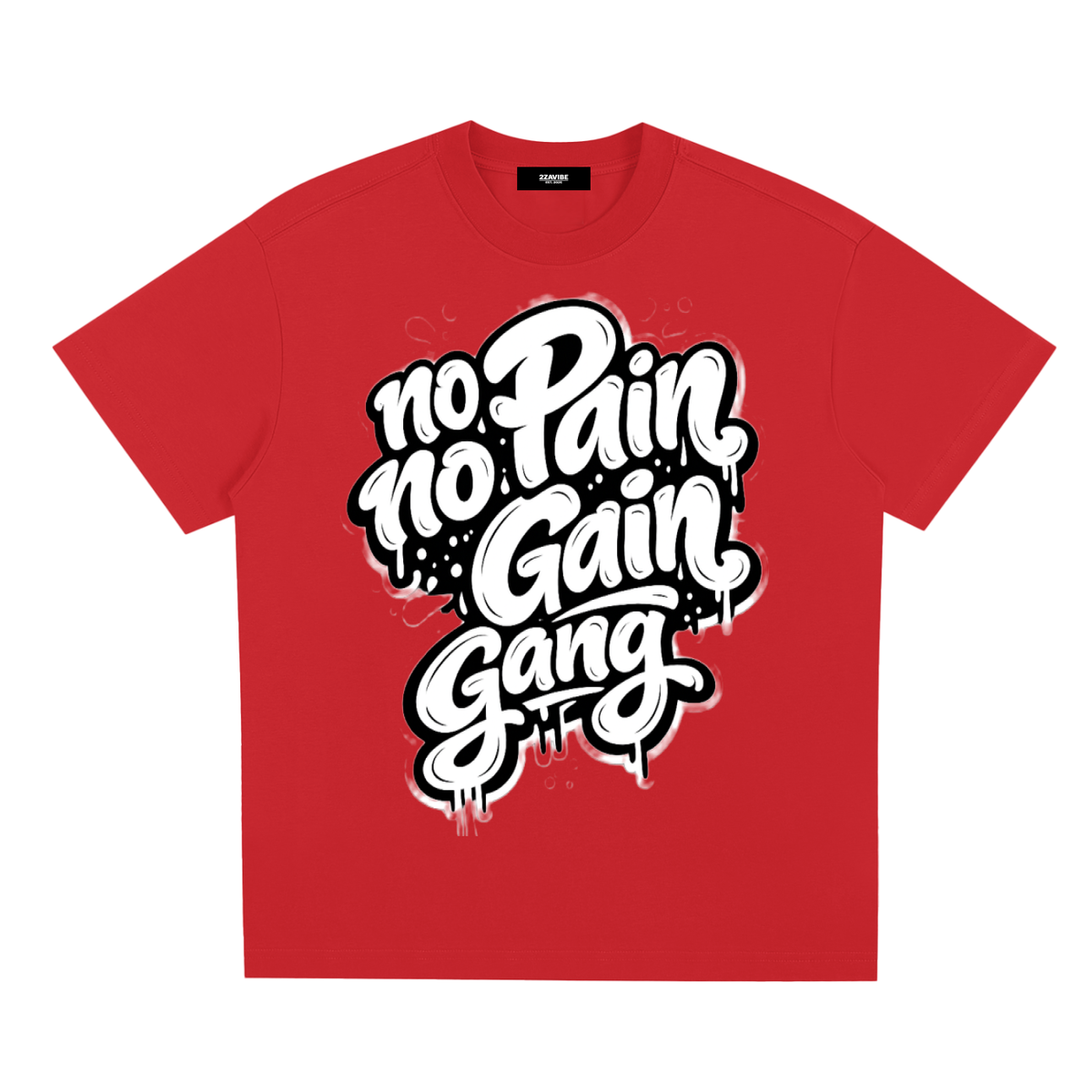 No Pain No Gain Gang Cooling Tee in Red, unisex gym wear