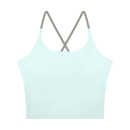 Block Lined Crop Tank in Light Blue, women's activewear
