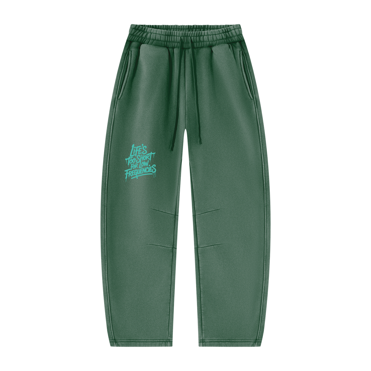 Low Frequencies Barrel Leg Sweatpants in Dark Green, unisex streetwear