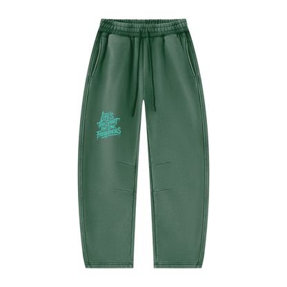Low Frequencies Barrel Leg Sweatpants in Dark Green, unisex streetwear