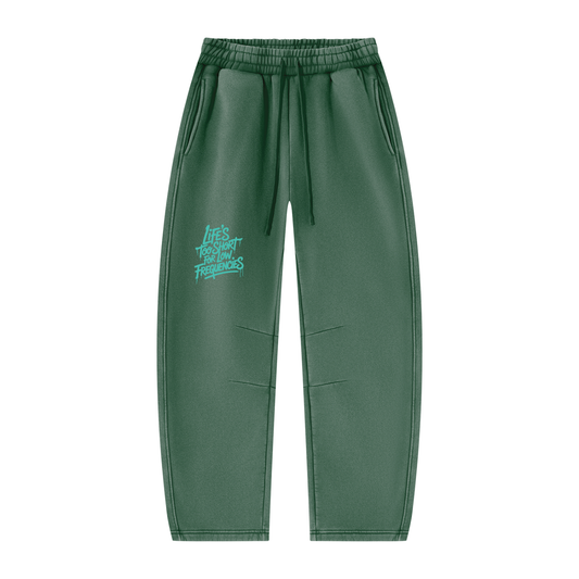 Low Frequencies Barrel Leg Sweatpants in Dark Green, unisex streetwear