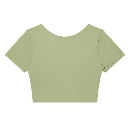 Block Short-Sleeve Crop Top, women's activewear