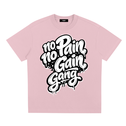 No Pain No Gain Gang Cooling Tee in Pink, unisex gym wear