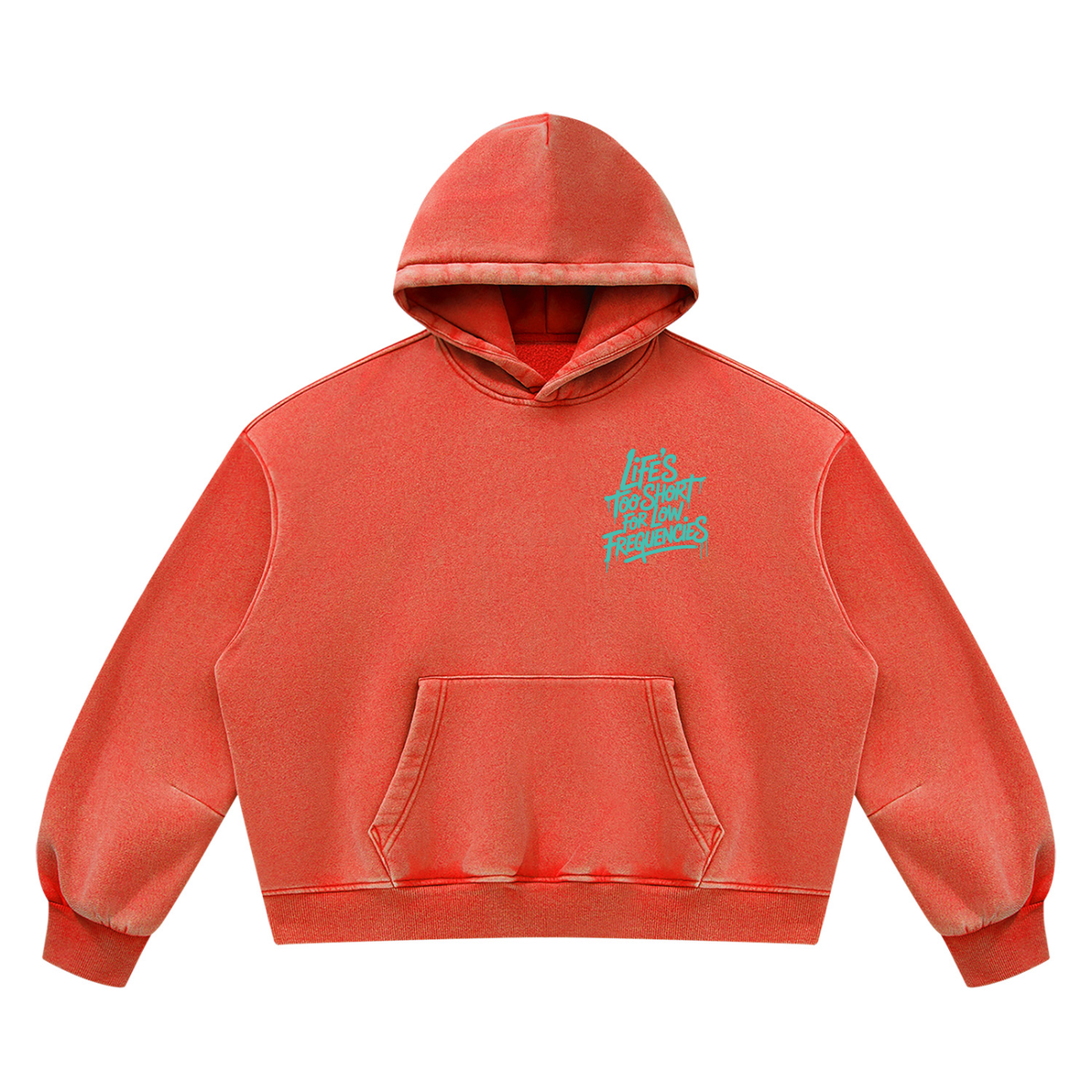 Low Frequencies Vintage Wash Hoodie in Washed Red, unisex streetwear