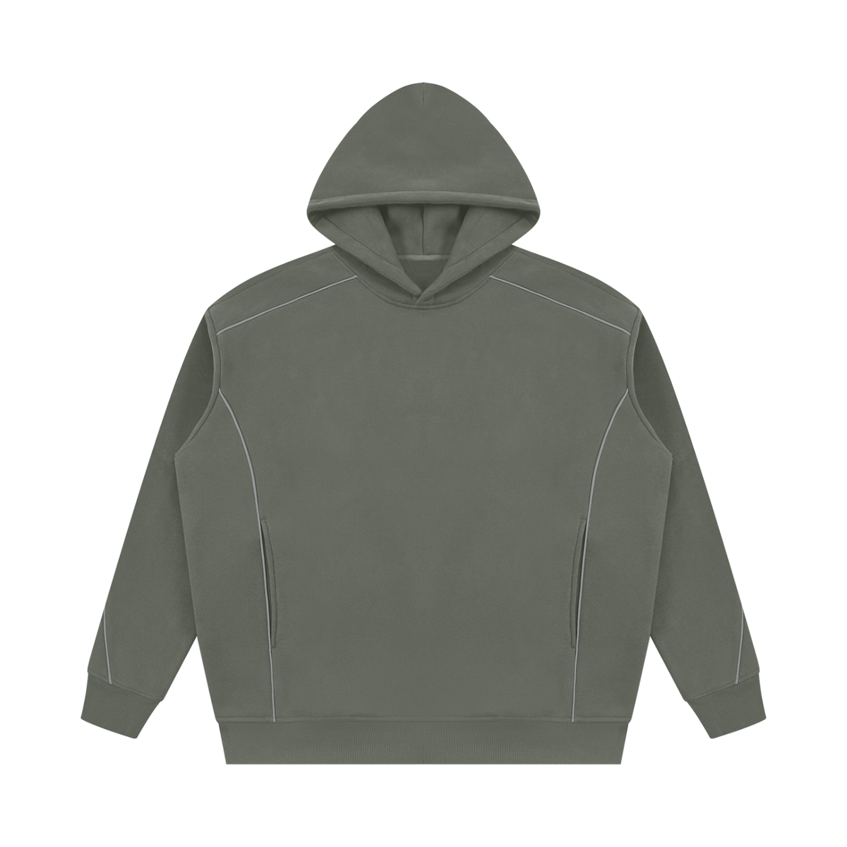 Essential Piping Fleece Hoodie in Medium Gray, unisex streetwear