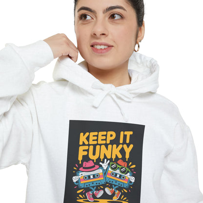 Funky Graphic Hoodie - Keep It Funky, Unisex Sweatshirt, Trendy Casual Wear, Gift for Music Lovers, Festival Hoodie