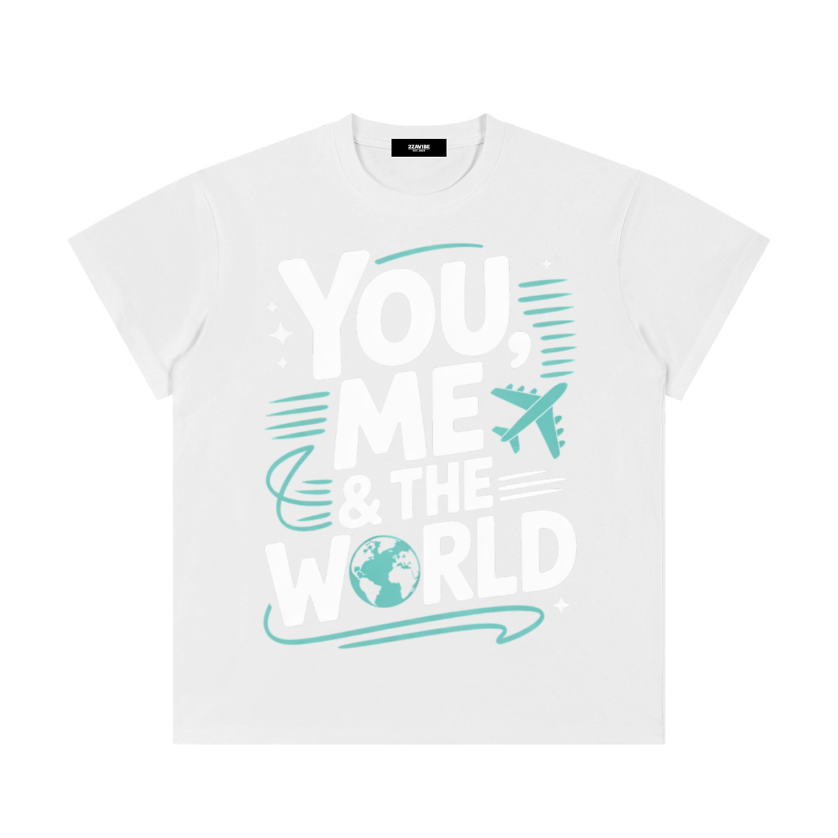 You, Me & The World Classic Tee in White, unisex streetwear