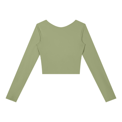 Block Long-Sleeve Crop Top, women's activewear, view 4